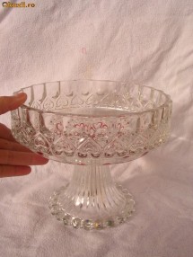 Superba Fructiera cu picior masiva din Cristal pictata