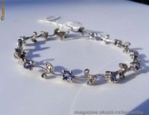Bratara designer aur 14K, 6.2g, model floral incantator ornata cu 1.11 CARATE TANZANITE si BRILIANTE ! foto