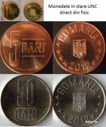set: 1 ban , 5 bani ,50  bani 2012 - UNC direct din fiic