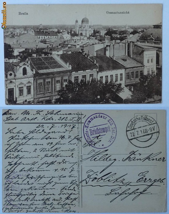 Braila ,vedere generala ,Feldpost ,1917 foto mare