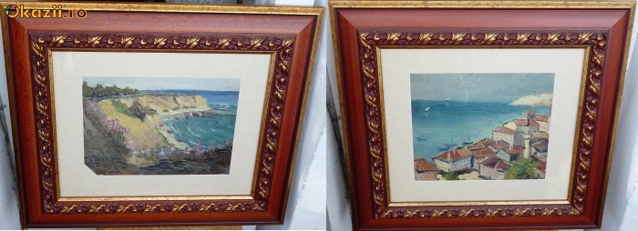 2 tablouri , ulei/carton , Henry Vintilescu , Balcic foto mare
