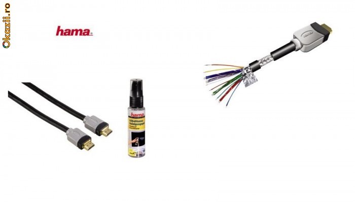 Cablu HDMI conectori auriti 24 K + Gel curatare TFT/LCD hama foto mare