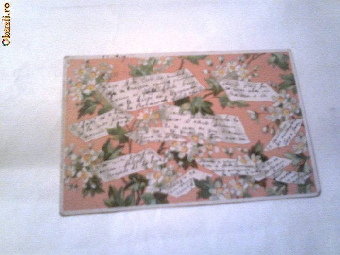 Carte Postala - Scrisoare printre flori ~ 8 sep.1902 ~ foto mare