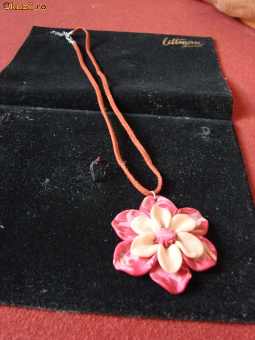 COLIER CU PANDANTIV FLOARE DIN FIMO foto mare