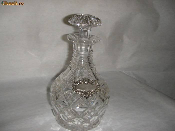 Decantor superb din cristal Royal Dolton Anglia anii&rsquo;40 foto mare