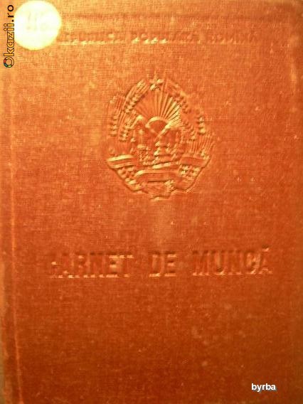 Carnet ( Carte) De Munca  - 1961 foto mare