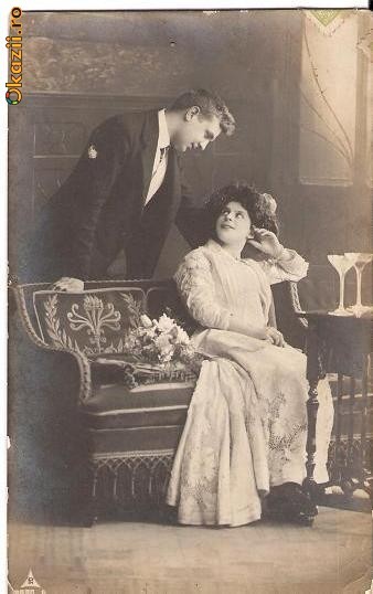 T FOTO 09 Romantica -Indragostiti -trimisa de Costica, circulata la Sulina in 1911, la Domnisoara Nevarth Sulbendgian ? foto mare