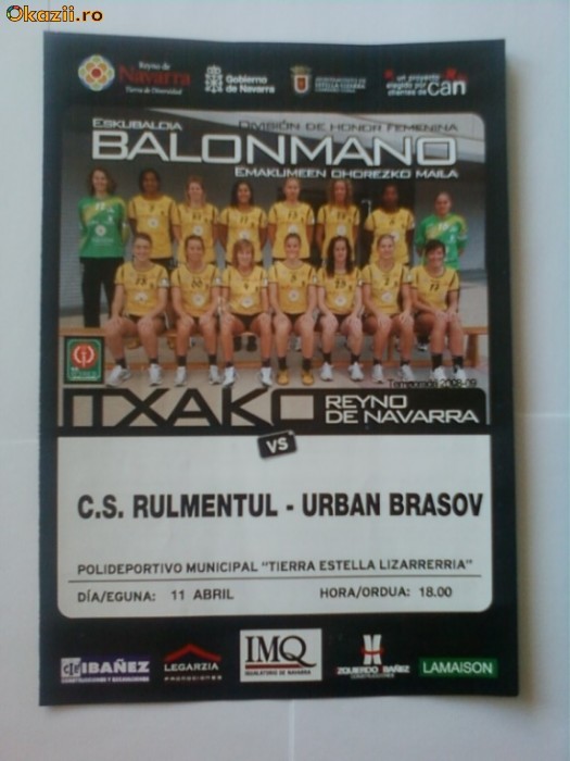 Program meci handbal feminin Rulmentul Brasov-Itxako, 12 aprilie foto mare