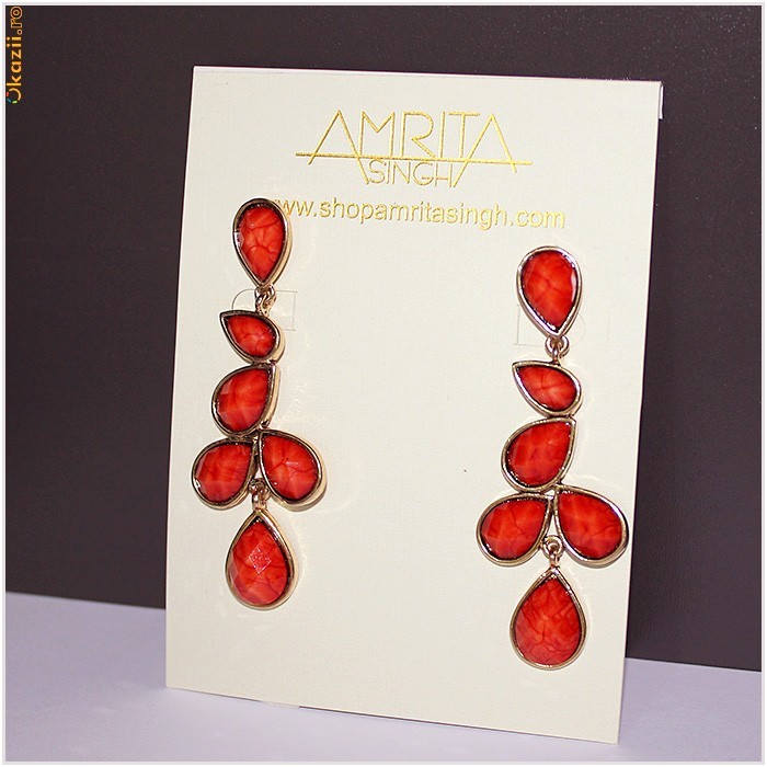 *** Cercei AMRITA SINGH, Dama / Femei, Suflat cu AUR 18K, Bijuterie Indiana, 100% AUTENTIC, ERC 08 *** foto mare