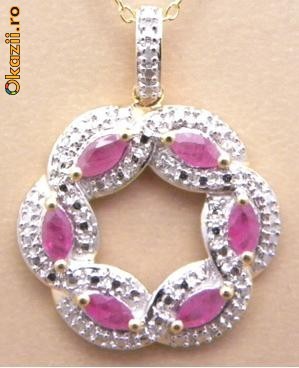 colier argint cu aur 18k cu rubine si diamante foto mare