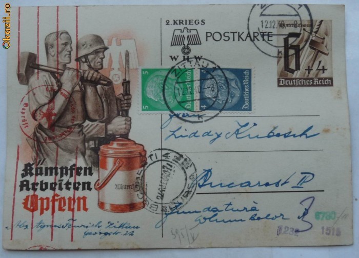 Carte postala de propaganda nazista , circulata 1940 foto mare