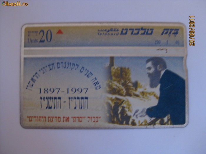 CARTELA TELEFONICA ISRAELIANA DE COLECTIE DIN ANII 90 foto mare