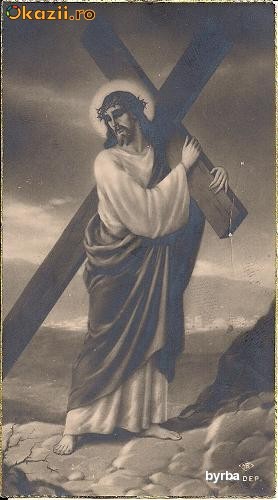 Marturie Catolica - Isus Purtandu-si Crucea - Interbelica foto mare
