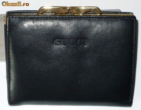 Portofel dama GUCCI, piele, inchizatoare aurie, original - MODEL VINTAGE foto mare