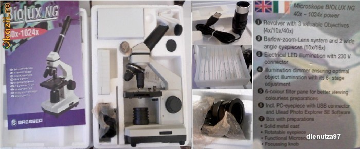 Microscop Bresser Biolux NG (24x-1024x) cu USB foto mare