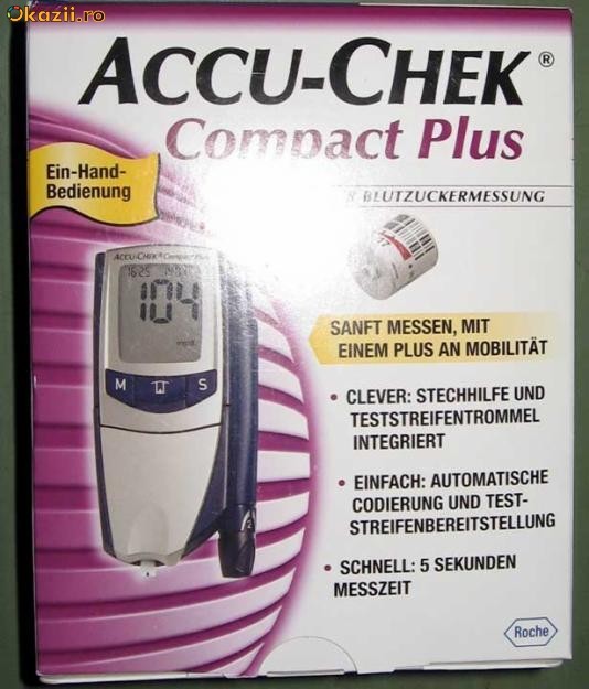 Glucometru ACCU CHEK COMPACT PLUS cu 17 teste, SIGILAT foto mare