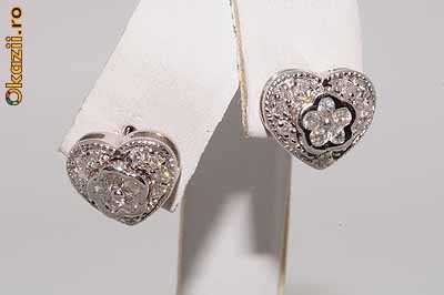 frumosi cercei aur alb 14K cu diamante naturale 0.60CT ieftini , 3.75 grame foto mare