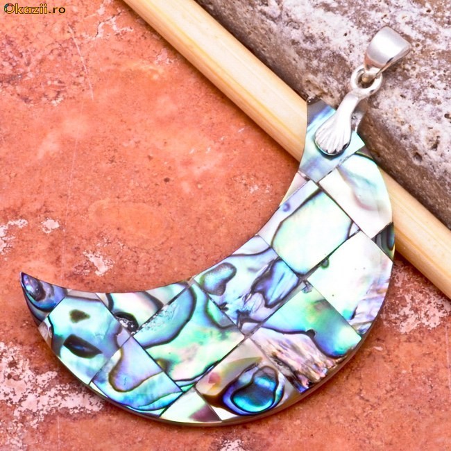Pandantiv argint 925 si Natural Abalone REDUCERE 25% foto mare