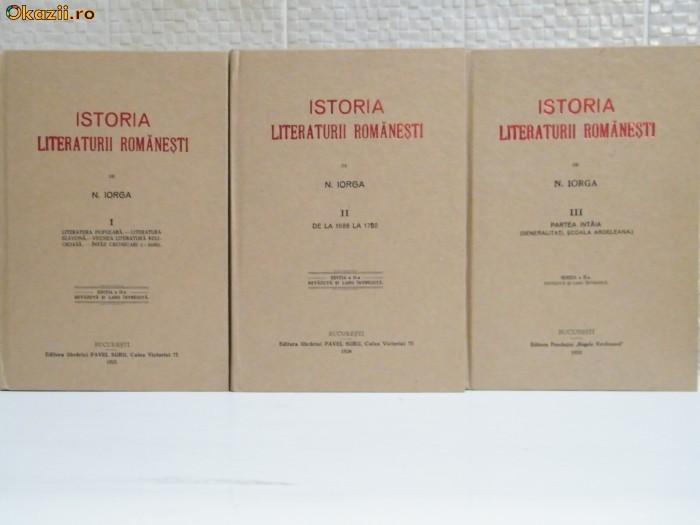N.Iorga - Istoria Literaturii Romanesti foto mare