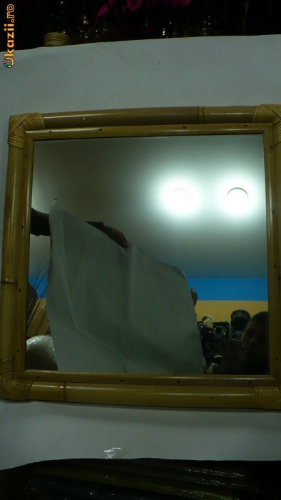 Oglinda mijlocie din bambus foto mare