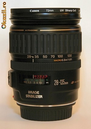 Canon 28-135mm IS USM  + Filtru UV + Parasolar + Capace foto mare