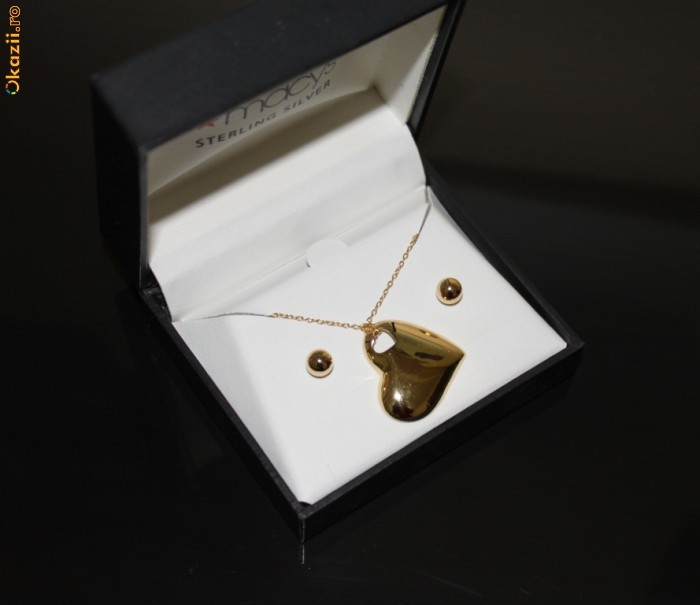 !!! PANDATIV INIMA CERCEI LANTISOR ARGINT 925 PLACATE CU AUR 18KT!!! foto mare