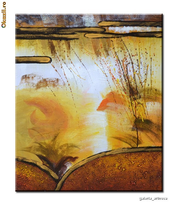 Tablou Abstract 48 - tablou ulei pe panza 60x50cm - GATA DE AGATAT PE PERETE foto mare