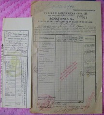 Perceptia comunala Bucuresti , Somatie de plata + chitanta ,1912 foto