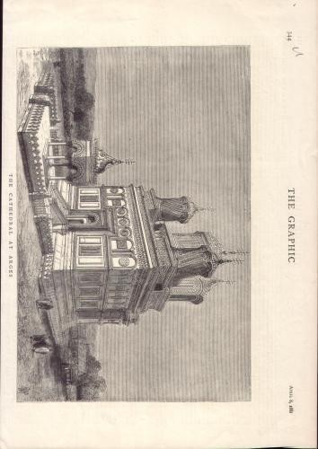 * Litografie Manastirea Curtea de Arges 1882 foto mare