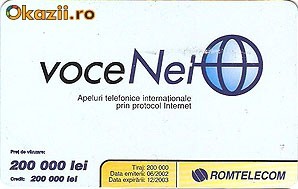 AA, Cartela telefonica VoceNet 200000 lei, 2003. foto mare