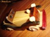 Macheta automobil de epoca, confectionata din lemn, 14 cm