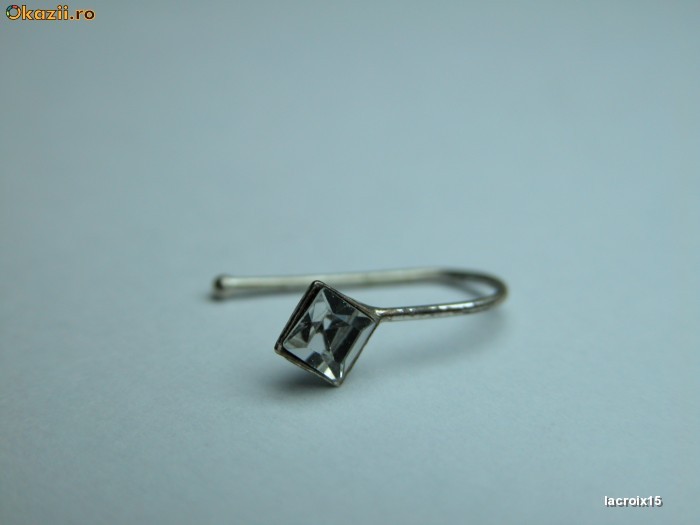 PIERCING DIN ARGINT DE 925 CU ZIRCONIU ALB foto mare