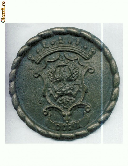 Placheta mare bronz (regala ?) ,,DORIA" -diametru145 milim foto mare