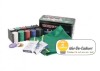 SET COMPLET de 200 JETOANE inscriptionate EURO - POKER TEXAS HOLD'EM - DOUA pachete cu CARTI si PATURA pentru JOC