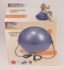 Minge albastra de fitness si aerobic cu corzi elastice - 65 cm diametru - cu brosura de exercitii - pentru persoane cu inaltime intre 1,60 - 1,80  m
