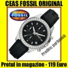 CEAS FOSSIL ES2882,DAMA FEMEIE FATA NOU NEGRU,MODEL FASHION LUX ELEGANT, BRATARA SILICON,STICLA MINERALA, DE FIRMA ORIGINAL (ETICHETA CU PRET 119E)