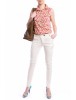 Pantaloni TinaR albi cu croiala skinny si fermoare aplicate lateral